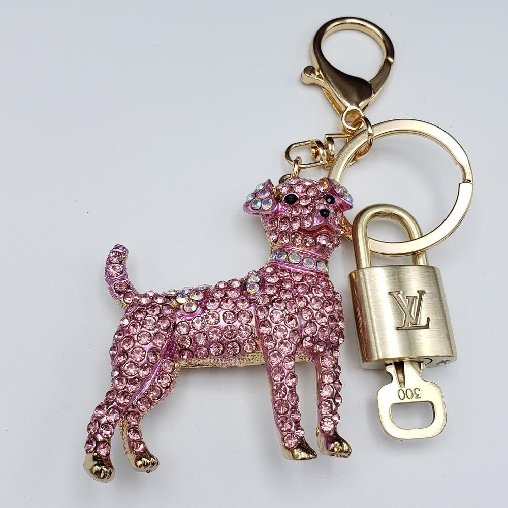 LV Gold Padlock 🔑 Authentic Louis Vuitton Charm + Unbranded Dog Keychain - Picture 4 of 10